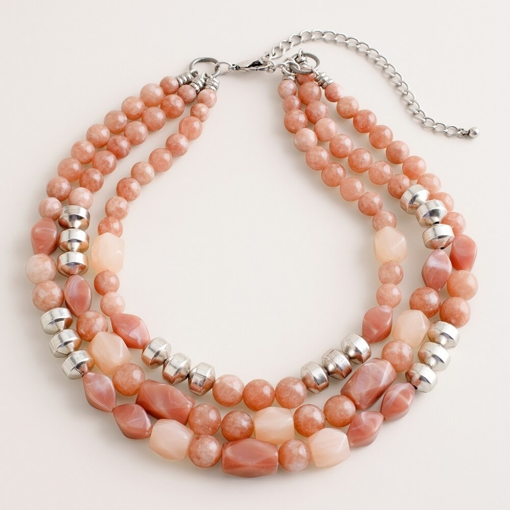 Chico's Peach Multi-Strand Beaded Necklace - Picture 2 of 3